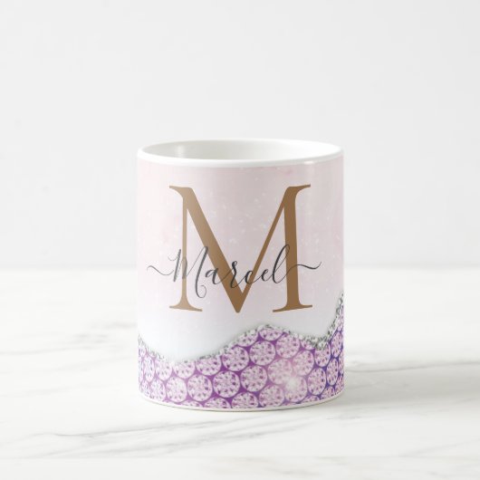 Eleganter Monogramm Rose Rosa Glitzer Kaffeemaschi Kaffeetasse (Mittel)