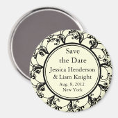 Eleganter Monogramm Save-the-Date-Magnet in cremew Magnet (Vorderseite/Rückseite)
