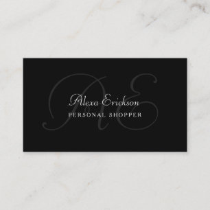Eleganter Monogramm Schlicht Schwarz-Weiß-Name Visitenkarte