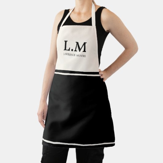 Eleganter Monogramm Schwarze Initialen Name Classi Schürze (InSitu)