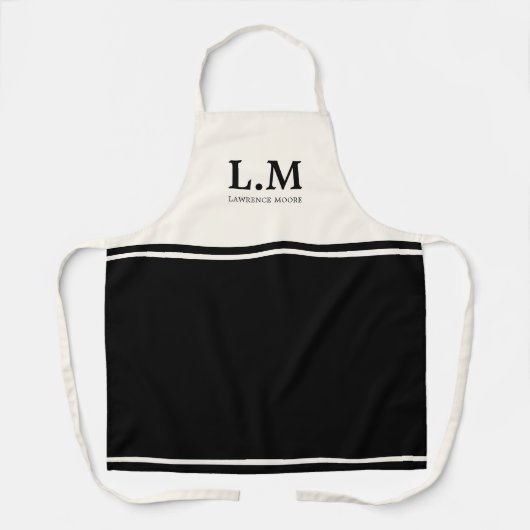 Eleganter Monogramm Schwarze Initialen Name Classi Schürze (Vorderseite)