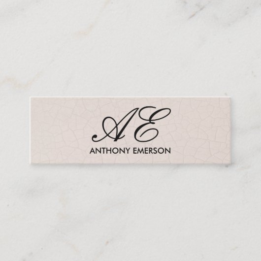 Eleganter Monogramm-Skript zeitgenössischer Hinter Mini Visitenkarte (Vorderseite)