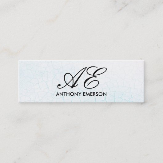 Eleganter Monogramm-Skript zeitgenössischer Hinter Mini Visitenkarte (Vorderseite)
