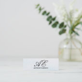 Eleganter Monogramm-Skript zeitgenössischer Hinter Mini Visitenkarte (Stehend Vorderseite)