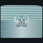 Eleganter Monogramm-Türkis-Bürsten-Stahl iPad Hülle<br><div class="desc">Elektronische Hüllen. 100% kundengerecht. Bereiten Sie vor, um die Kästen auszufüllen oder den BESONDERS ANFERTIGEN Knopf an zu klicken, um irgendwelche des Textes oder der Grafiken hinzuzufügen, zu bewegen, zu löschen oder zu ändern. Gemacht mit hohem Entschließungsvektor und/oder digitalen Grafiken für einen beruflichen Druck. ANMERKUNG: (DIESES IST EIN DRUCK. Alle...</div>