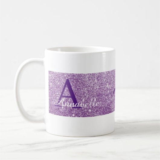 Eleganter Monogramm Typografie-Glitzer-Effekt Kaffeetasse (Links)