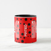 Eleganter Monogramm und moderner Name | Rot, schwa Tasse (Zentrum)