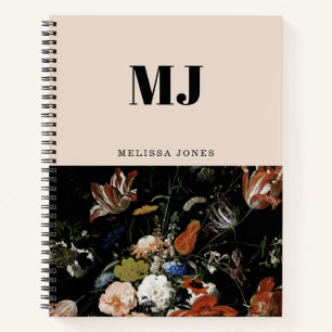 Eleganter Monogramm-Wildblume Personalisierter Nam Notizblock