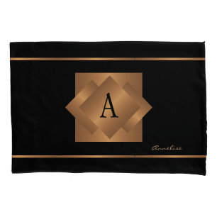 Eleganter monogrammierter Name Gold Schwarz Schlaf Kissenbezug
