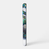 Eleganter monogrammierter Pfau iPhone Hülle (Linke Seite)