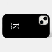 Eleganter Monogrammname personalisiertes Schwarz Case-Mate iPhone Hülle (Rückseite (Horizontal))