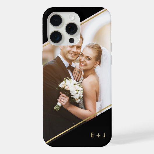 Eleganter, monogrammter Foto Custom iPhone Hülle (Rückseite)
