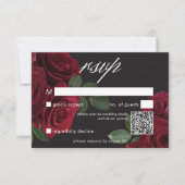 Eleganter Moody Blood Rote Rosen QR-Code RSVP Karte (Vorderseite)