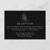 Eleganter Moon and Stars Black Wedding Empfang Begleitkarte (Vorderseite)