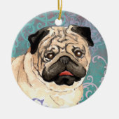 Eleganter Mops Keramikornament (Vorne)