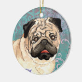 Eleganter Mops Keramikornament (Links)