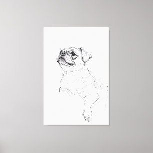 Eleganter Mops Portrait Sketch - Premium Leinwanddruck