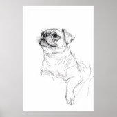 Eleganter Mops Portrait Sketch - Premium Poster (Vorne)