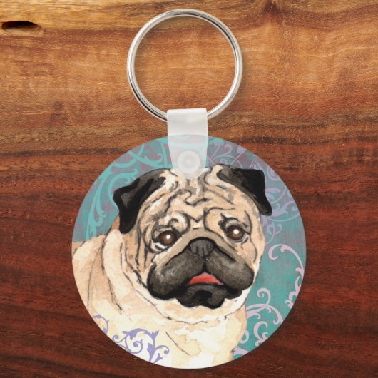 Eleganter Mops Schlüsselanhänger (Vorderseite)