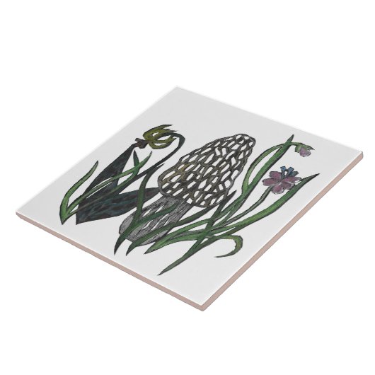 Eleganter Morchel-Pilz Trivet Fliese (Seite)
