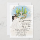 Eleganter Morgen nach Fountain Biketauben Einladung (Vorderseite)