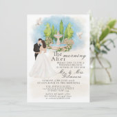 Eleganter Morgen nach Fountain Biketauben Einladung (Stehend Vorderseite)