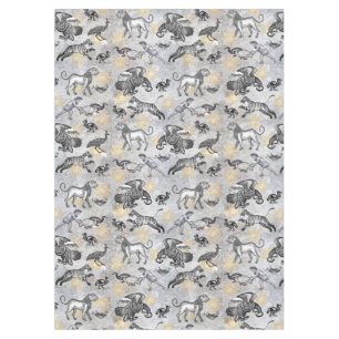 Eleganter Mosaik Schwarz-weiß Gold Tiger Lion Eag Tischdecke