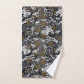 Eleganter Mosaik Schwarz-weiß Gold Tiger Lion Eagl Badhandtuch Set (Handtuch)