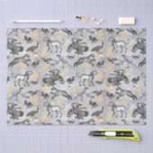 Eleganter Mosaik Schwarz-weiß Gold Tiger Lion Eagl Seidenpapier (Handwerk)