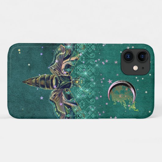 Eleganter Mottenmond Smaragdgrün Case-Mate iPhone Hülle (Rückseite (Horizontal))