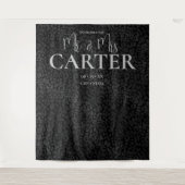 Eleganter Mr. und Mrs. Black Leopard Wedding Backd Wandteppich (Vorderseite)