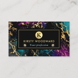 Eleganter Multi-Colors & Gold Galaxy-Marmor Visitenkarte
