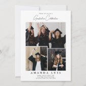 Eleganter Multi-Foto Collage Abschluss Einladung (Rückseite)