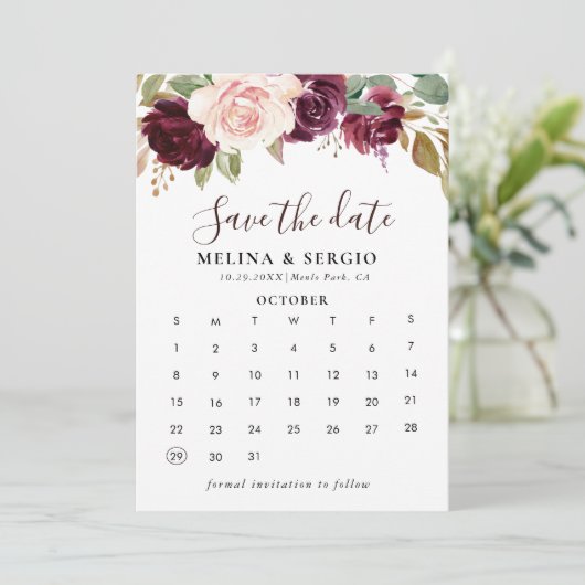 Eleganter Multicolor-Blume Save the Date Kalender (Stehend Vorderseite)
