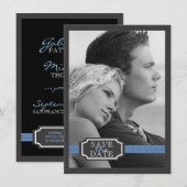 Eleganter Multifunktionseffekt in Blau Save the Da Date (Vorne/Hinten)