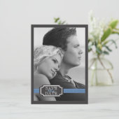 Eleganter Multifunktionseffekt in Blau Save the Da Date (Stehend Vorderseite)