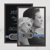 Eleganter Multifunktionseffekt in Blau Save the Da Date (Vorne/Hinten)