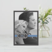Eleganter Multifunktionseffekt in Blau Save the Da Date (Stehend Vorderseite)