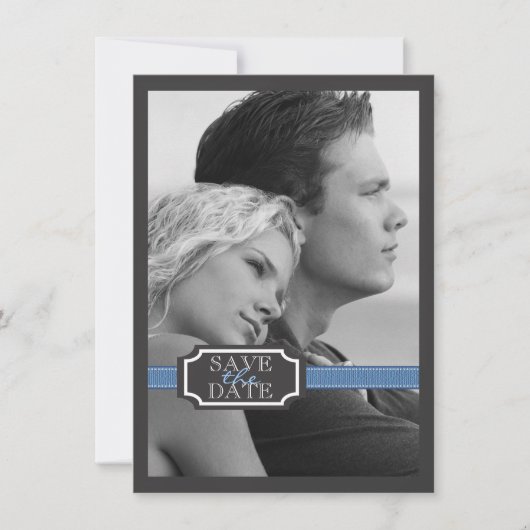 Eleganter Multifunktionseffekt in Blau Save the Da Date (Vorderseite)