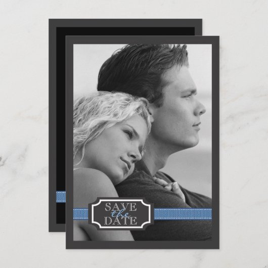 Eleganter Multifunktionseffekt in Blau Save the Da Save The Date (Vorne/Hinten)