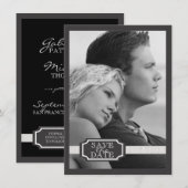 Eleganter Multifunktionseffekt Schwarz/Weiß Save t The Date (Vorne/Hinten)