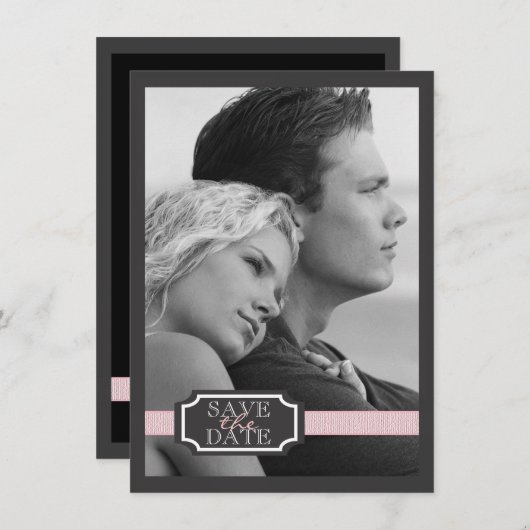 Eleganter Multifunktionseffekt Soft Pink Save the  Save The Date (Vorne/Hinten)