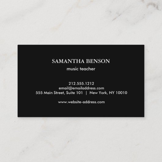 Eleganter Musician Piano Instructor Musiklehrer Visitenkarte (Rückseite)