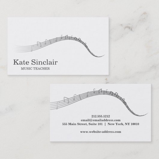 Eleganter Musiklehrer Keys Musical Visitenkarte (Vorne/Hinten)