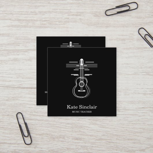 Eleganter Musiklehrer Piano Schlüssel Musikalisch Quadratische Visitenkarte (Vorderseite/Rückseite Beispiel)