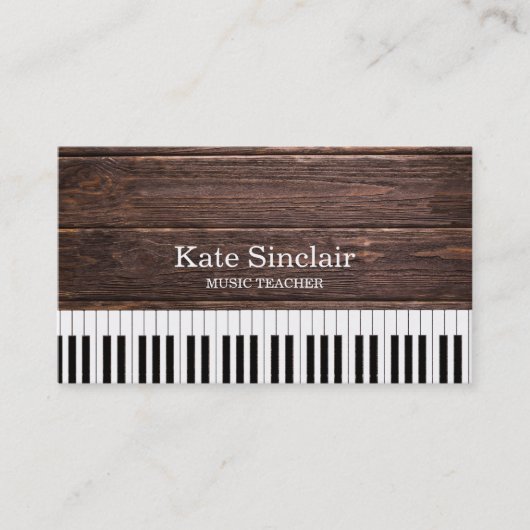 Eleganter Musiklehrer Piano Schlüssel Musikalisch Visitenkarte (Vorderseite)