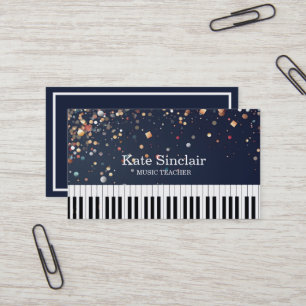 Eleganter Musiklehrer Piano Schlüssel Musikalisch Visitenkarte