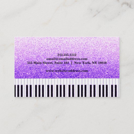 Eleganter Musiklehrer Piano Schlüssel Musikalisch Visitenkarte (Rückseite)