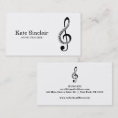 Eleganter Musiklehrer Piano Schlüssel Musikalische Visitenkarte (Vorne/Hinten)