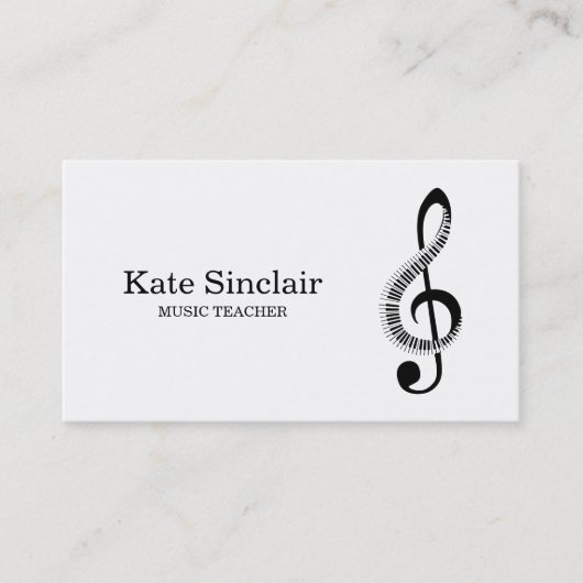 Eleganter Musiklehrer Piano Schlüssel Musikalische Visitenkarte (Vorderseite)
